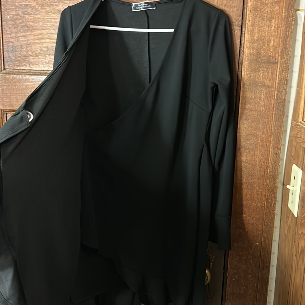 Blue Blush Black Wrap Dress with Grommet sz L - Picture 7 of 9
